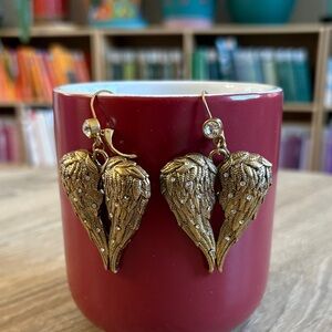 Betsey Johnson Vintage Gold Angel Wing “Fly With Me” Earrings